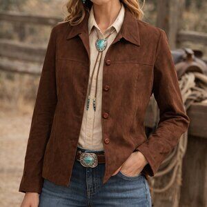 Vintage Bice Sag Harbor Faux Suede Jacket Medium/Dark Brown size 14